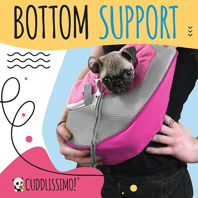 Pet Sling Carrier - Soft Front-Chest Carrying Bag for Small Pets (Ideal for Dogs, Puppies & Cats 6–10 lbs) - Carefully Sized for Yorkshire Terrier, Maltese, Toy Poodle, Papillon -(Pink-L)