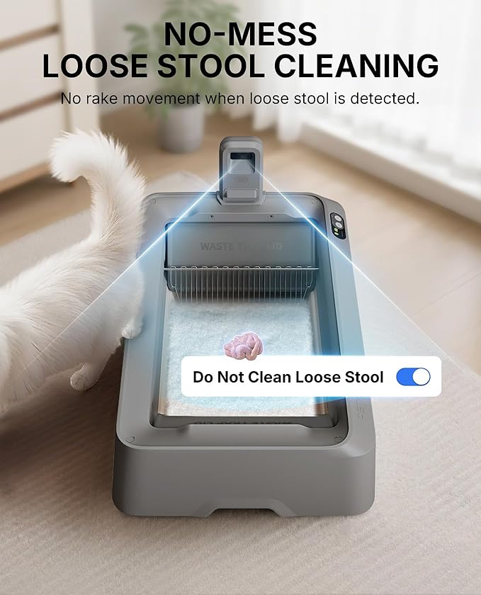 PETKIT Open-Top & AI Camera Self Cleaning Cat Litter Box, Urinary Health Monitor Automatic Cat Litter Box, Smart Robot with 2-Way Raking/5G WiFi/Safety Sensors/Odor Control for Multiple Cats (Grey)