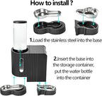 Automatic Cat Food Feeder and Water Dispenser,2 in 1 Gravity Cat Feeder and Water Dispenser with Stainless Steel Bowl,2 Pack Large Capacity Self Feeding for Small Medium Pets Puppy Kitten