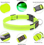 Illumifun Light Up Dog Collar, USB Rechargeable LED Dog Collar, Reflective Flash Pet Lighted Collar for Nighttime Walking (GreenⅢ, Large)