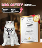 Halypet Cat Harness and Leash Set[MAX Safety 4th-Gen] Cute Escape Proof Vest Harness for Girl&Boy Cat Walking, Comfortable Adjustable Leash and Reflective Strips for Outdoor Kitten, M Inky Meowy