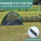 3-in-1 Outdoor Cat Enclosure, Portable Catio for Outside, Outdoor Cat Tent with 2 Tents and 1 Straight Tunnel, Green Enclosed Playpen for Kitty and Other Small Animals, Support Expansion