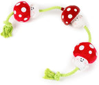 Tugga Magic Shrooms Dog Toy 75cm - Rope Latex and Plush Dog and Puppy Throw Fetch and Tug with Squeaker Mushrooms Enrichment