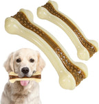 Dog Toys for Aggressive Chewers, 2 Pack Nylon Durable Dog Bones with Real Beef Flavor for Large/Medium/Small Breeds Pet Chew Toys