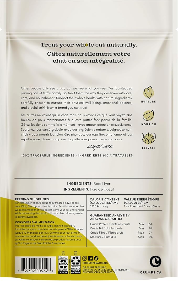 CRUMPS NATURALS Freeze Dried Cat Treats Beef 1.05oz, Cat Treats