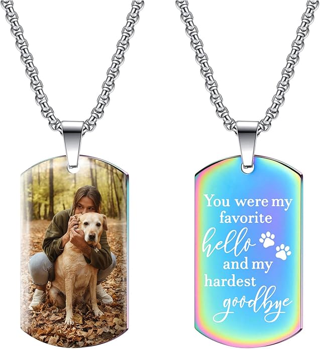 Funnylife Custom Pet Memorial Necklace - Dog Loss Gift - Sympathy for Pet Loss