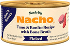 Made by Nacho Flaked Filets Recipe in Bone Broth, Grain-Free Chef's Selects Wet Food for Cats Balanced Diet in Naturally Hydrating Pumpkin-Infused Broth (3.0 oz (Pack of 12), Tuna & Bonito)