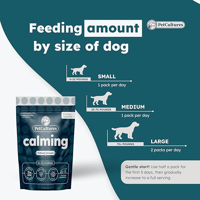 Calming Synbiotic Formula - with L-Theanine, L-Tryptophan, Probiotics, and B-Vitamins in 30 Packs