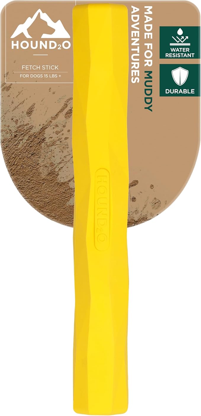 Playology Hound2O Dog Toys | Fetch Stick Toy for Dogs, Yellow | Durable Rubber Outdoor Toy - Easy to Clean and Made from Non Toxic Materials