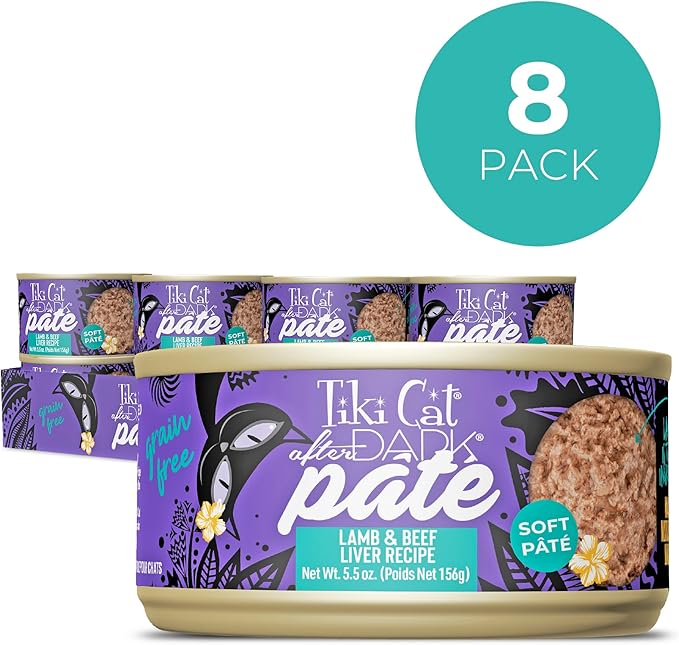 Tiki Cat After Dark Soft Pate Wet Cat Food, Lamb & Beef Liver Recipe, 5.5 oz. Can (8 Count)