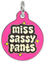 Personalized QR Code Dog Tags - Choose from 25+ Tag Designs - QR Code Links to Your Profile - Unique, Cute, Funny, Sassy Pet ID Tag (Miss Sassy Pants, Large (1.25 inch))