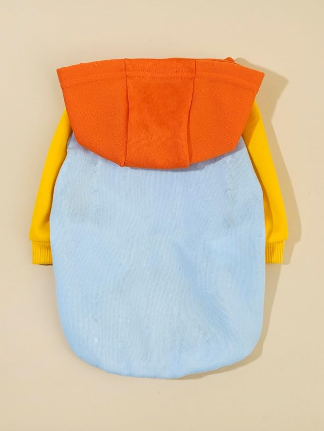 QWINEE Basic Dog Hoodie Sweatshirt Puppy Sweater Warm Cat Costumes Pet Clothes for Chihuahua Puppy Kitten Small Medium Dogs Orange and Blue Small