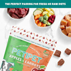 Apples+Carrots Plant-Based Fruit Dog Treats - Carrot and Apple Soft & Chewy - Healthy Vegetarian, Vegan Dog Treats with Organic Ingredients - Low-Protein, Hypoallergenic, Gluten-Free