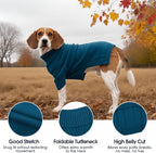 IECOii Dog Sweaters For Medium Dogs Girl Boy,Holiday Knit Doggy Sweatshirt with Sleeve,Turtleneck Thick Warm Dog Sweaters for Winter,Pullover Knitwear for French Bulldog,Boston Terrier(Peacock Blue,L)