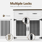 Lovupet Solid Wood Dog Crate Furniture, Medium Dog Cage with Adjustable Shelf and Storage Cabinet, 1775