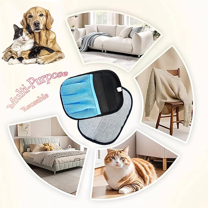 Blue Pet Hair Removal Glove for Dogs & Cats,The Magic Brush Pet Hair Remover,Five-Finger Electrostatic Pet Hair Gloves for Furniture,Car,Couch,Carpet,Essential Pet Supplies