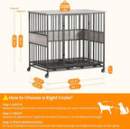 Dog Crate Furniture for Medium Dogs, 38 Inch Indoor Medium Kennel, Wooden Pet Cage Decorative Corner End Table with Caster Wheels & Double Removable Tray, Greige