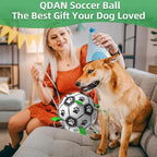 QDAN Dog Soccer Balls Toy with Bell Inside, Outdoor Interactive Dog Toys, Durable Ropes Squeaky Ball for Medium Large Dogs (8 Inch)