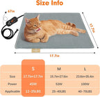 Vannon Pet Heating Pad, Heated Cat Dog Bed with Chew Resistant Cord, 5 Timer and 6 Level Temperature Indoor Warming Mat for Small Dogs and Cats, Waterproof & Overheat Protection, 17.7" × 17.7"