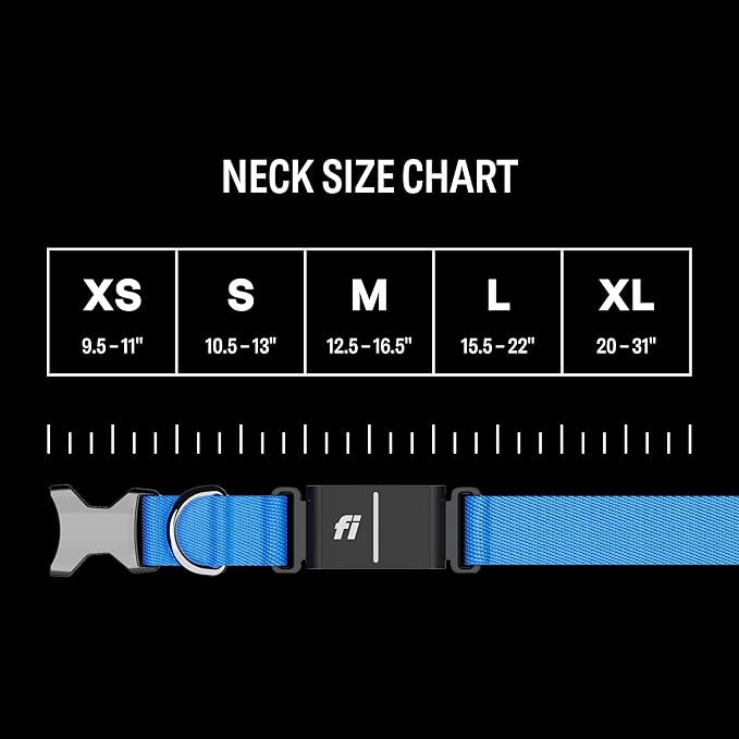 Fi Series 3+ Smart Dog Collar - GPS Dog Tracker and Activity & Fitness Monitor, Waterproof, LED Light, Escape Alerts, Nationwide Coverage [Free 6 Month Membership] (Blue, Medium)