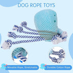 SCENEREAL Tug of War Stuffed Dog Toys for Small Medium Large Dogs,Squeaky Interactive Dog Chew Toys, Durable Dog Toy Keep Them Busy Chew Guard Technology with Rope for Training Indoor(Octopus, Blue)