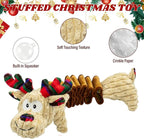 Dog Toys Deer Squeaky Interactive Puppy Teething Chew Toy with Crinkle Sound Paper Tail Stuffed PP Cotton,Keep Them Busy, Christmas Pet Gift Large Medium Small Breeds Indoor Play