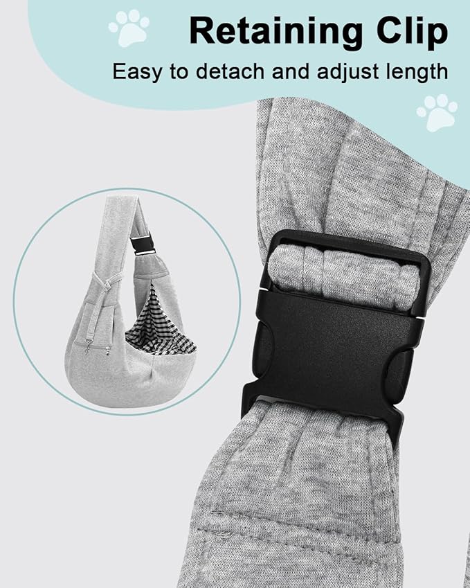 Dog Carrier Sling for Small Dogs and Cats(0 to 12 lbs), Puppy Sling Carrier with Adjustable Strap, Travel Safety Harness, Hands-Free Pet Carring Holder Travel Bag for Outdoor, Gray