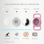 QR Code Airtag Holder, Scan QR Code Send Location Alert Email, Waterproof Full Body Protection Anti-Lost Air Tag Case, Airtag Accessories for Dog, Cats, Collar, Backpack (Pink, Regular)