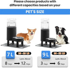CZPET Elevated Dog Water Bowl Dispenser with Mat for Large Dogs,Tall Raised Pet Waterer Stand,Relieve Neck Pressure,Large Capacity and Drinking Area Noise-Free for Pets (7L+Stand+Mat)