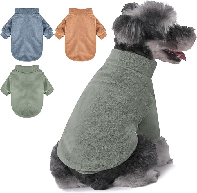 Dog Sweater, 3 Pack Dog Sweaters for Small Dogs Girl Boy, Ultra Soft Warm Puppy Clothes Dog Coat for Winter (Lt Blue+Olive+Brown, X-Small)