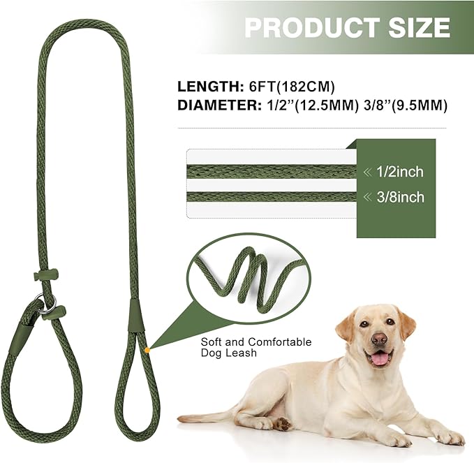 Lynxking Dog Leash Slip Lead Reflective Breathable Rope Comfortable Strong No Pull Slip On Pet Training Lead for Dogs