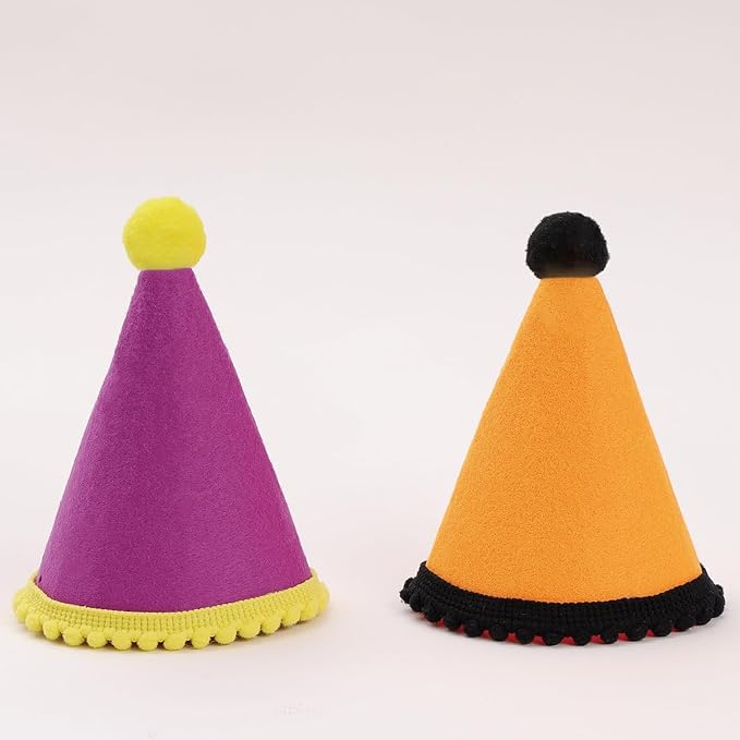 20 Pcs Dog Birthday Hat Set for Small Medium Dogs Cat Puppies, Mini Party Hat with Adjustable Headbands, Cute Pet Hat with Pompons for Birthday Christmas Party Decoration Accessories (Mini 2.5 Inch)