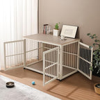 48" Rustic Heavy Duty Dog Crate Furniture for Extra Large Dogs, Decorative Pet House End Table, Wooden Cage Kennel Furniture Indoor, Double-Doors Sturdy Dog Cage