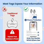 Dog ID Tag with QR Code & NFC, Silent Silicone Dog Name Tags Personalized for Pets- Scan QR for Instant Location Alert, Emergency Contact and Modifiable Pet Profile (White)