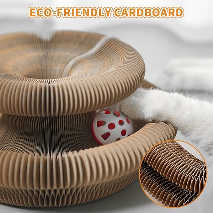 Magic Twist Cat Toy, Collapsible & Double-Sided Infinity Design Kitten Scratching Pad, Eco-Friendly Cardboard, Long-Lasting Interactive Play Toy for Indoor Kittens, 2 Pack