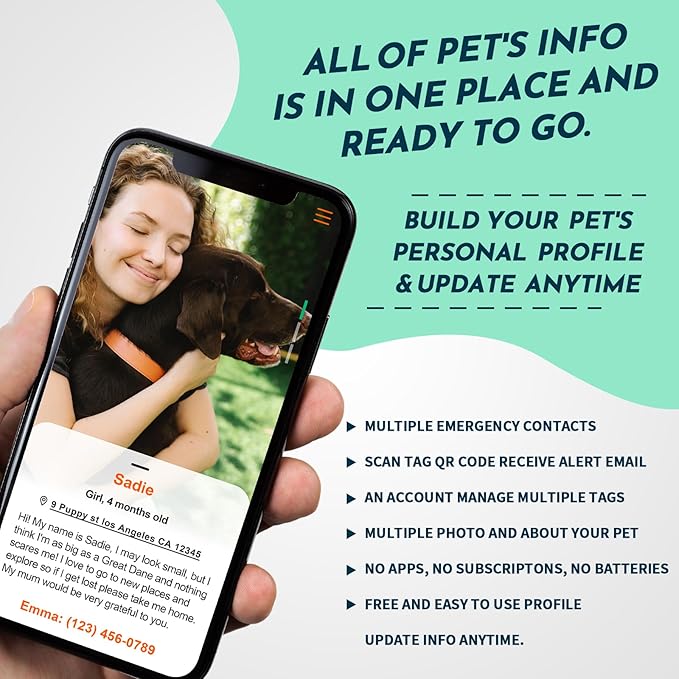 MYLUCKYTAG Silent Silicone QR Code Dog Tags - Scan QR for Instant Pet Location Alerts