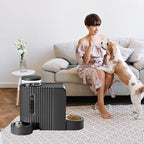 Automatic Cat Food Feeder and Water Dispenser,2 in 1 Gravity Cat Feeder and Water Dispenser with Stainless Steel Bowl,2 Pack Large Capacity Self Feeding for Small Medium Pets Puppy Kitten