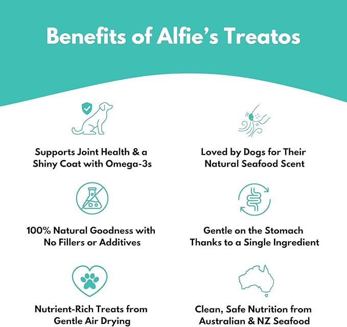 ALFIE'S TREATOS Sardines for Dogs & Cats (2.65 oz), Air-Dried Fish Dog Treats, Omega-3 Food Topper, Single Ingredient, Australian Wild-Caught, Freeze-Dried Alternative