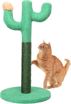 Bdor Cat Scratching Post, Cactus Cat Scratcher with Nature Sisal Rope for Indoor Adults Cats and Kitten, Resistant Carpet Scratch Post, Green