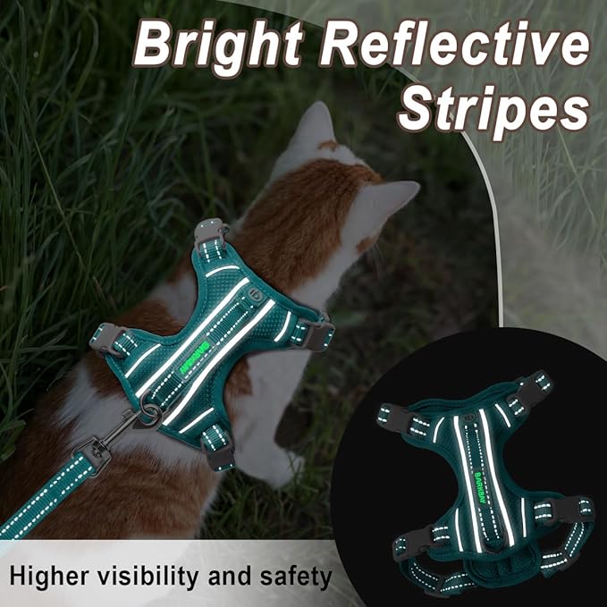 Cat Harness and Leash Set for Walking Escape Proof for Small Large cat Kitten Harness with ID tag Pocket (Blue,XXS)