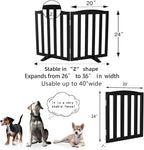 ZJSF Foldable Freestanding Indoor Dog Gate for House Wood Long Pet Gates Dog Fence for Stairs Puppy Gates for Hallways, Puppy Gate,Support Feet Included, Black, 24 "Height-2 Panels