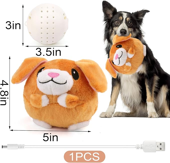 BABORUI Interactive Dog Toys Puppy, Jumping Squeaky Dog Toys with Recording and Music Modes, Rechargeable Moving Dog Chew Toys for Small/Medium/Large Dogs to Keep Them Busy(Puppy)