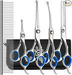Professional Pet Grooming Kit – 6 in 1 Dog Grooming Scissors Kit - Dog & Cat Grooming Supplies - Adjustable Screw Scissors, 4CR Stainless Steel Dog Clippers, Hair Thinning Shears, Rubber Grips