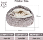 Cat Beds & Dog Bed with Cover Cave, Dog Beds for Small Dogs, Round Soft Plush Donut Calming Pet Bed for Indoor Cats or Small Dog, Washable Puppy Bed with Non-Slip Bottom-16inch