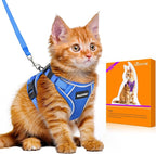 Halypet Cat Harness and Leash Set [MAX Safety 4th-Gen Upgrade] Escape Proof Adjustable Cat Leash Comfortable Soft Vest Easy to Wear Kitten Harness with Reflective Strip for Cats Walking, S Blue