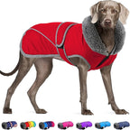 Dogcheer Dog Coat, Christmas Dog Jacket Waterproof Puppy Winter Coat for Cold Weather, Reflective Pet Snow Jacket Warm Turtleneck Fleece Sweater for Small Medium Large Dogs - Red, 2XL