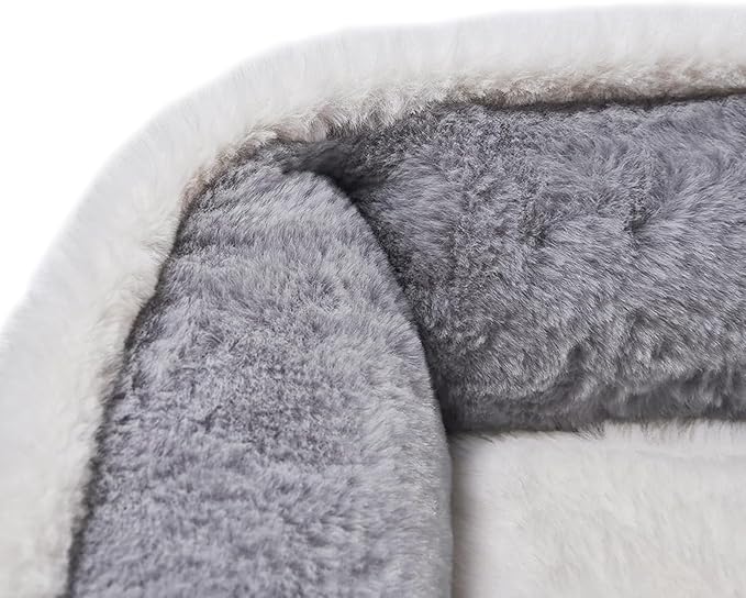 Dog Bed for Medium Size Dogs, Cute Cat Beds for Indoor Cats, Super Soft Washable Cat Bed with Anti-Slip & Water-Resistant Bottom, Luxury Durable Kitten Bed and Puppy Bed, Square Grey Animal Pet Beds