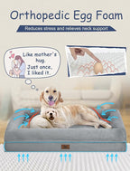 Orthopedic Dog Bed for Large Size Dogs, Waterproof Dog Beds with 4-Sides Removable Bolster, Large Pet Beds Non-Slip Bottom Pet Couch with Removable Washable Cover, Gray