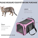 Large Cat Carriers Dog Carrier Pet Carrier for Large Cats Dogs Puppies up to 25Lbs, Big Dog Carrier Soft Sided, Collapsible Travel Puppy Carrier - Large - Pink