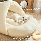 Cat Bed - Cat Cave Bed for Indoor Cats and Small Dogs, Cute Slipper Cat Cave Bed Cat House, Cozy & Soft Plush, Anti-Slip &Durable, Washable for Kittens and Puppies Under 15 lbs (24"x16", M, Green)